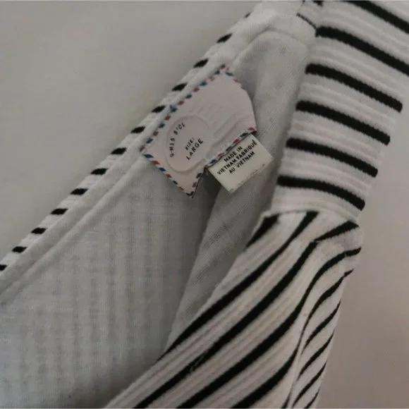 *SOLD* ANTHRO | Postmark Mona Cross Back Dress striped cutout black white sz L - Picture 4 of 9
